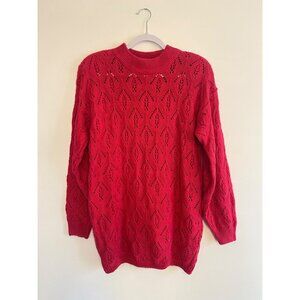 Vintage Hot Pink Open Diamond Knit Pattern Sweater By Diversity Sport Petite M